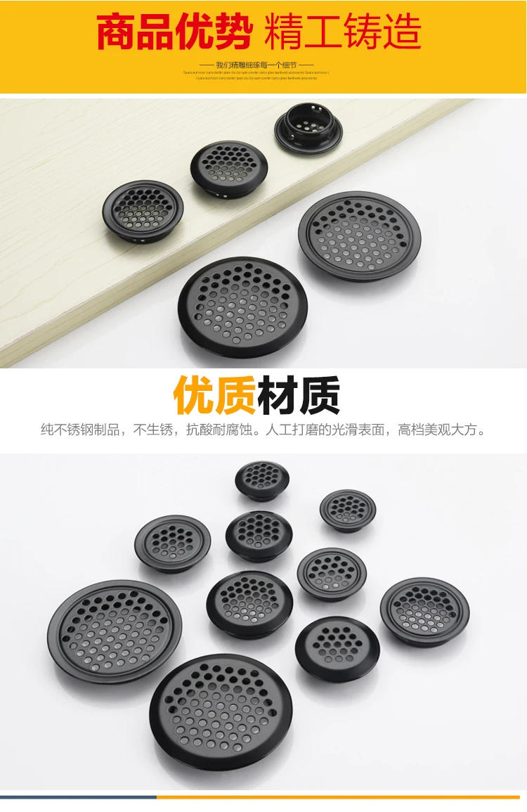 Description Picture 5 of item10pcs Wardrobe Cabinet Mesh Hole Black Air Vent Louver Ventilation Cover Stainless Steel Black  Cupboard air vent pest control