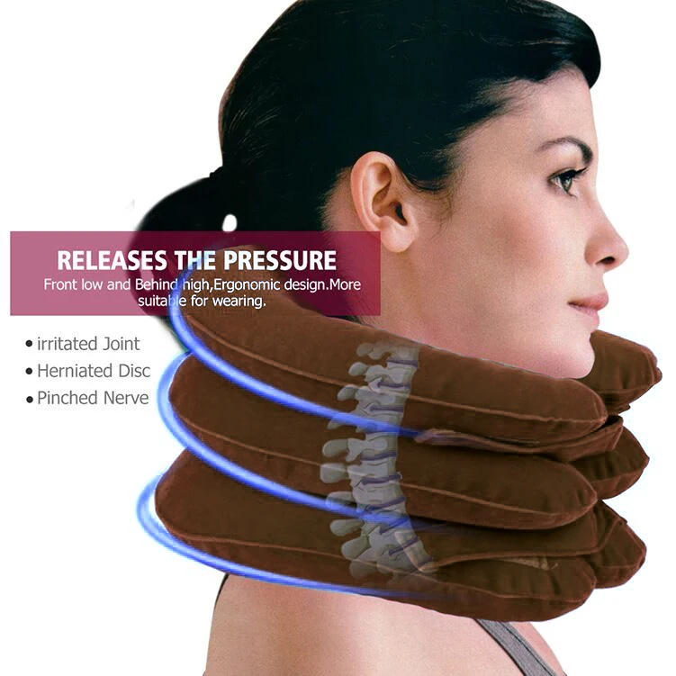 Description Picture 2 of itemU Shape Neck Pillow Air Inflatable Pillow Cervical Neck Head Pain Traction Support Soft Brace Home Camping Travel Accessories