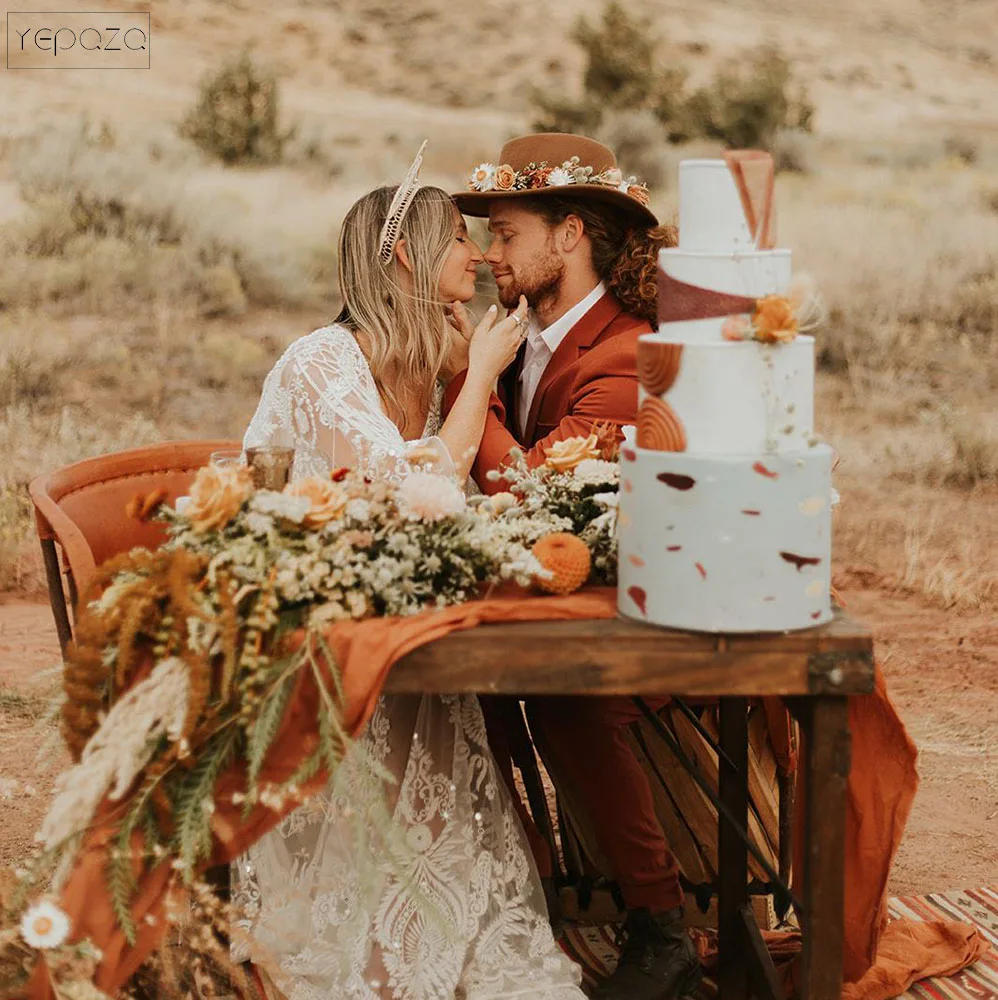 Description Picture 3 of itemYEPQZQ Wedding table decoration rust table runner terracotta cotton gauze napkins natural christmas decorations for home table