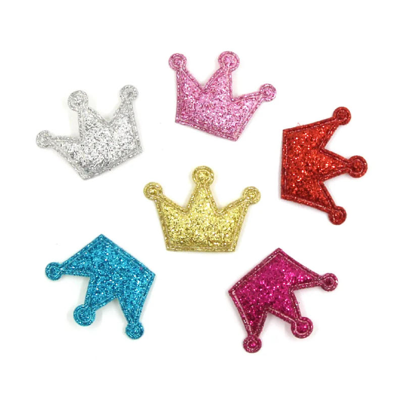 Description Picture 5 of item50Pcs Crown Padded Patch Mix Color Sequin Patches For Clothes Shiny Sewing Appliques Patches Decorative Hair Clip DIY Crafts