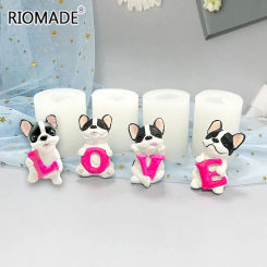 3D Love Dogs Silicone Mold Valentine's Day Candle Molds For Cake Decorating Tools Pudding Jelly Dessert Chocolate Handmade Mould