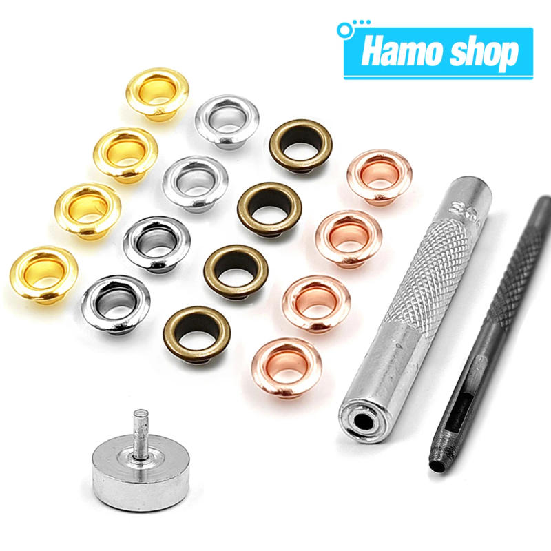 Description Picture 3 of item200pcs 5mm Hole Metal Eyelets Grommets with Washer Set Tool Punch Diy Leathercraft Accessories Shoes Belt Cap Bag Tags Clothes