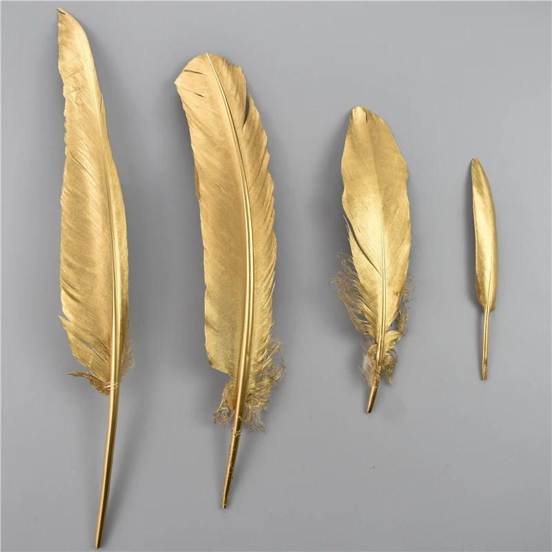 Description Picture 4 of item10Pcs/Lot Gold Silver Goose Feathers Duck Turkey Pluma for Crafts Party Carnival Decor Golden Wedding Decoration Feather for Diy