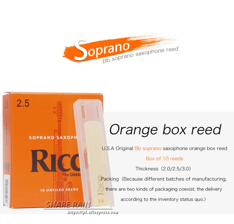Description Picture 4 of itemUSA Original D’Addario RICO Orange Box Reeds Eb Alto Baritone Bb Soprano Tenor Barione Saxphone Bass Clarinet Classic