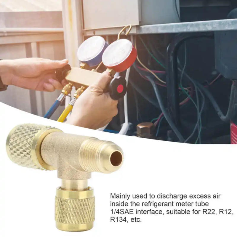 Description Picture 5 of item1/4SAE Exhaust Valve Conditioning Refrigeration Charging Adapter Valve for R22 R12 R134 Conditioning Line Repair Tools