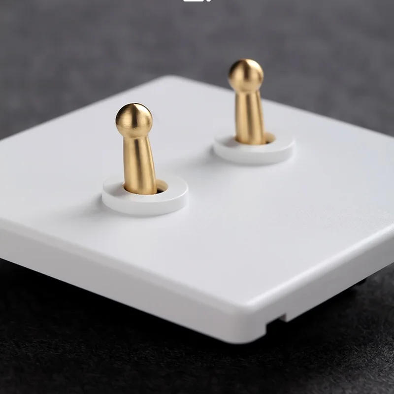 Description Picture 5 of itemWall Light 1-3 Gang 2 Way Toggle Switch Brass Lever White Matte Panel For Living Room