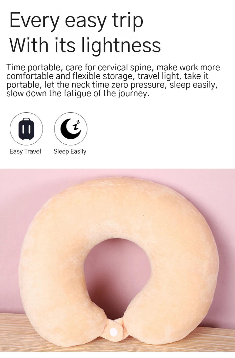 Description Picture 6 of itemNew Cotton Solid Color U-Shaped Pillow Soft Neck Pillows Portable Travel Car Air Flight U-shape Cervical Spine Slept Bedding