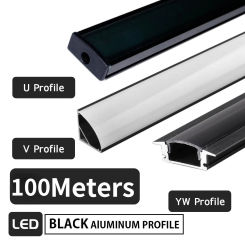 100CM U V YW Styles LED Aluminium Profile for Under Cabinet LED Light Bar Aluminum Channel Bracket Transparent/Milky/Black Cover