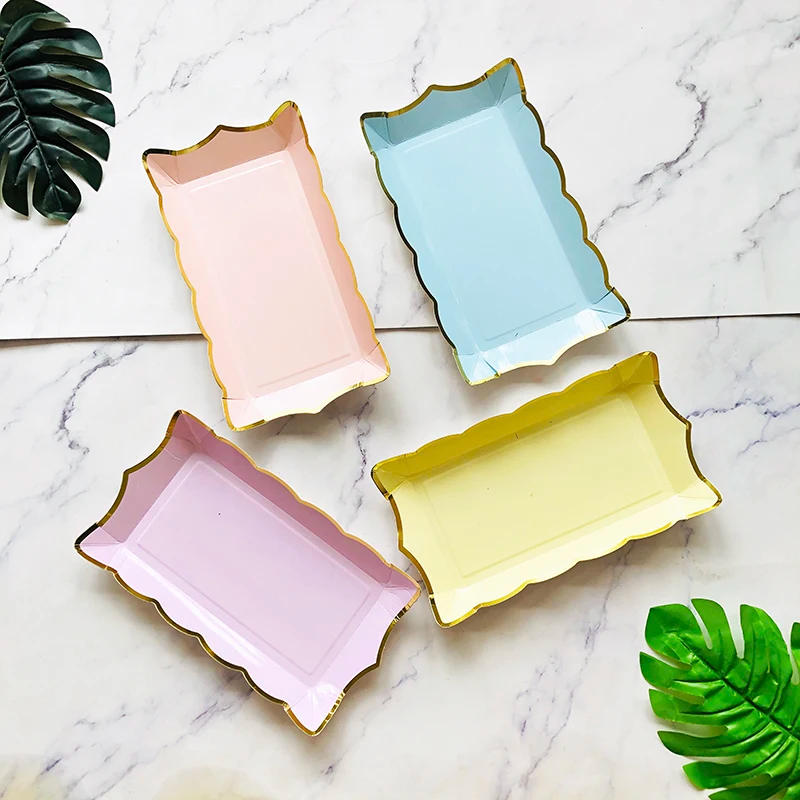 Description Picture 5 of itemBronzing Solid Color Disposable Tableware Party Paper Plates Cup Wedding Carnival Decoration Birthday Baby Shower Party Supplies