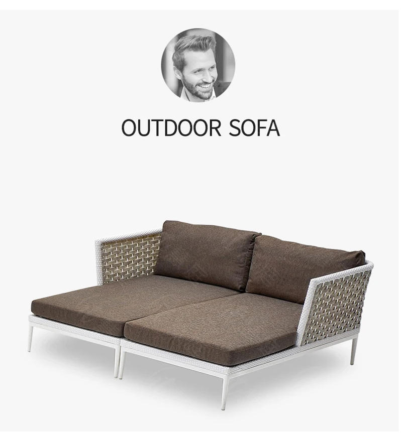 Description Picture 2 of itemRattan Outdoor Sofa Waterproof Corner Creative Furniture For Garden Courtyard Villa Model Terrace Sun Lounger White Simple Couch