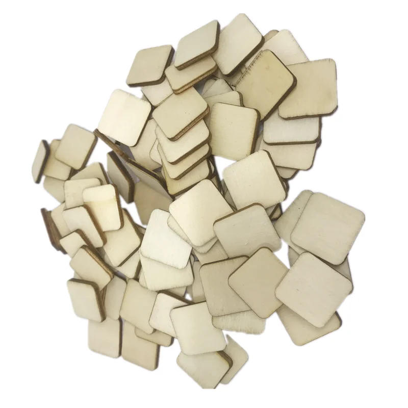 Description Picture 2 of item100pcs 20mm Unfinished Wood Pieces Blanks Wood Squares Round Corner Wooden Cutouts for DIY  Craft Laser Engraving Carving
