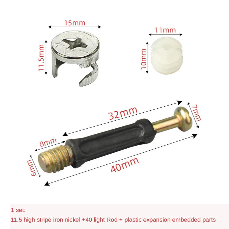 Description Picture 4 of item100sets Furniture Connecting Fitting Bolt Screw 6Mm Male Thread 40mm Length