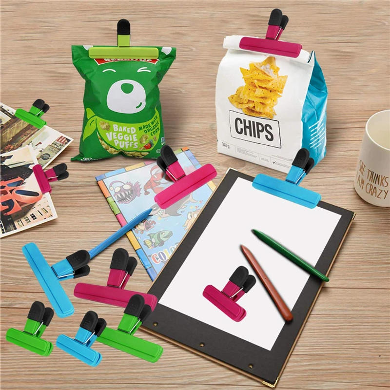 Description Picture 4 of itemLMETJMA Large Chip Bag Clips Plastic Assorted Sizes Food Bag Clips Tight Seal Grip Food Clips for Coffee Bread Bags KC0327