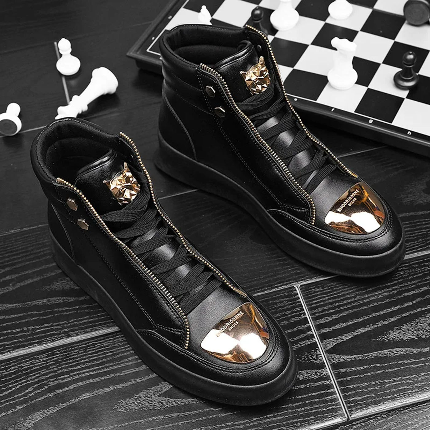 Description Picture 4 of itemRed Stylish Men High Top Sneakers Skateboard Shoes Leopard Platform Skate Sport Training Shoes Men Casual Designer Shoes Outdoor