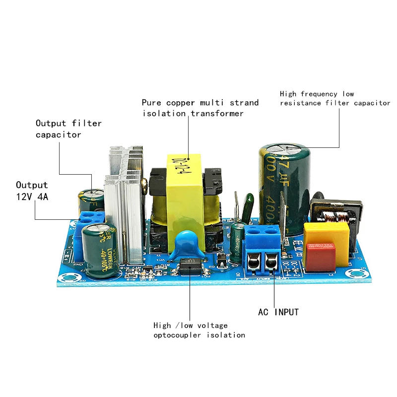 Description Picture 4 of itemAC100-240V Switching Power Supply Module AC-DC 5V 12V 24V 36V 48V 1A 2A 4A 3A 6A 7A 8A 9A 12.5A Industrial Bare Board