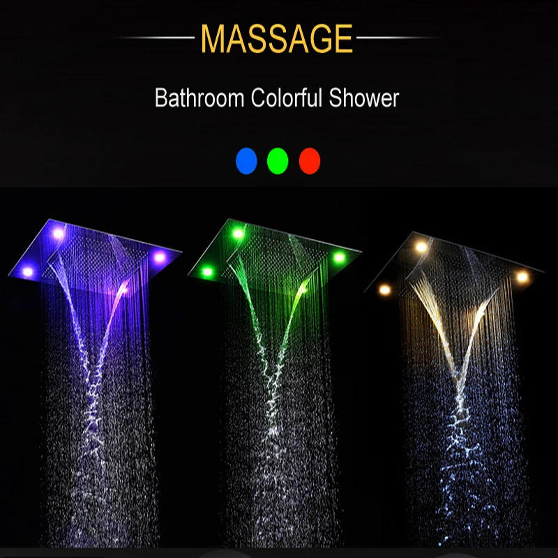 Description Picture 4 of itemModern 6 Functions Thermostatic Massage Shower System Bathroom LED Dual Rain Waterfall Mist Shower Panel Body Jets Spray 2 inch