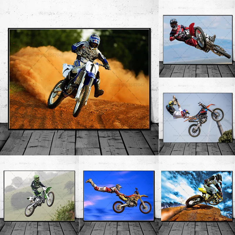 Description Picture 3 of itemFreestyle Moto Cross Racing Poster Motocross Canvas Painting Posters and Prints Wall Art for Living Room Home Decor No Frame