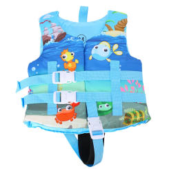 Kids Swimming Life Vest Cartoon Animals Print Flotage Life Jacket with Lockable Buckles for Girls Boys for 2-8 Years
