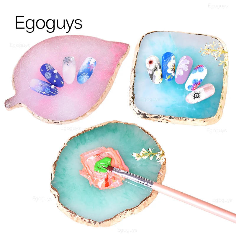 Description Picture 2 of item1PC Round Resin Agate Stone Nail Color Palette Gel Polish Pallet Mixing Drawing Paint Plate Pad Manicure Nail Art Display Shelf
