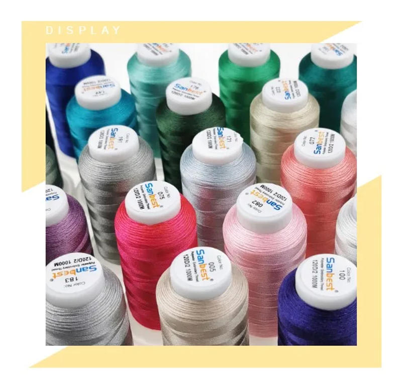 Description Picture 4 of itemSanbest Polyester Embroidery Thread High Strength 120D/2 1000m For Brother Singer Janome Babylock Embroidery Machine