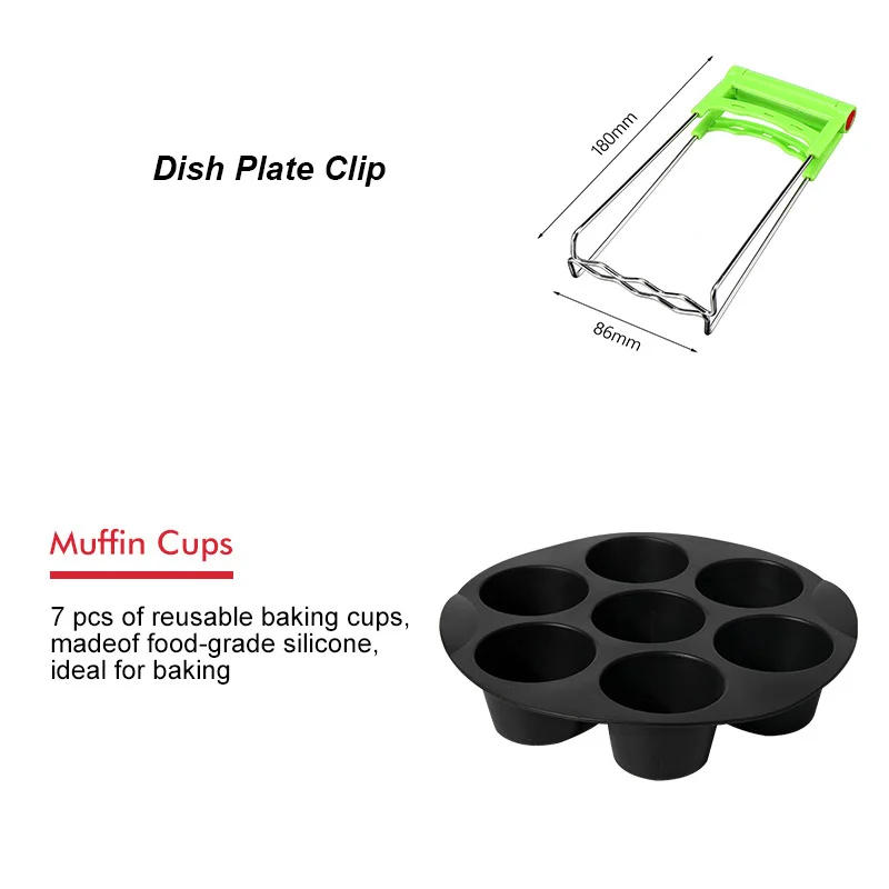 Description Picture 6 of item7 Inch / 8 Inch Air Fryer Accessories for Gowise Phillips Cozyna and Secura Fit all Airfryer 3.73.7 4.2 5.3 5.8QT baking pan