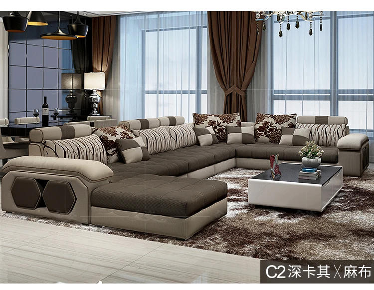 Description Picture 4 of itemMANBAS Fabric Big Sofa Set Living Room Furniture Cloth Sofa Modernos Para Sala Sectional Sofa U Shape Corner Couch Grandes Salon