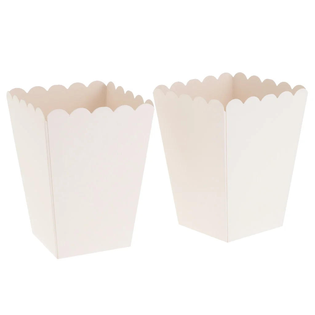 Description Picture 6 of item12 Pieces Pure White Popcorn Boxes Container Birthday Movie Party Favors Favor Guests Gifts Box Treat Bags Wedding Bridal