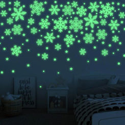 Glow In The Dark Snowflake Stickers Fluorescence Stars Clings Decals Wall Window Decoration Christmas Home Bar Wall Sticker