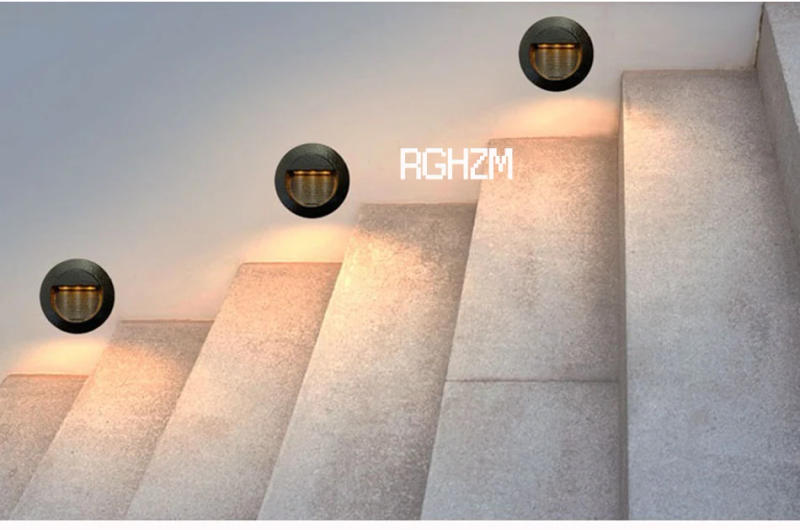 Description Picture 6 of itemOutdoor Led Stair Step Light 3W5W Round Waterproof Recessed Wall Corner Lamp LED Footlight For Landscape Pathway Stairway Lights
