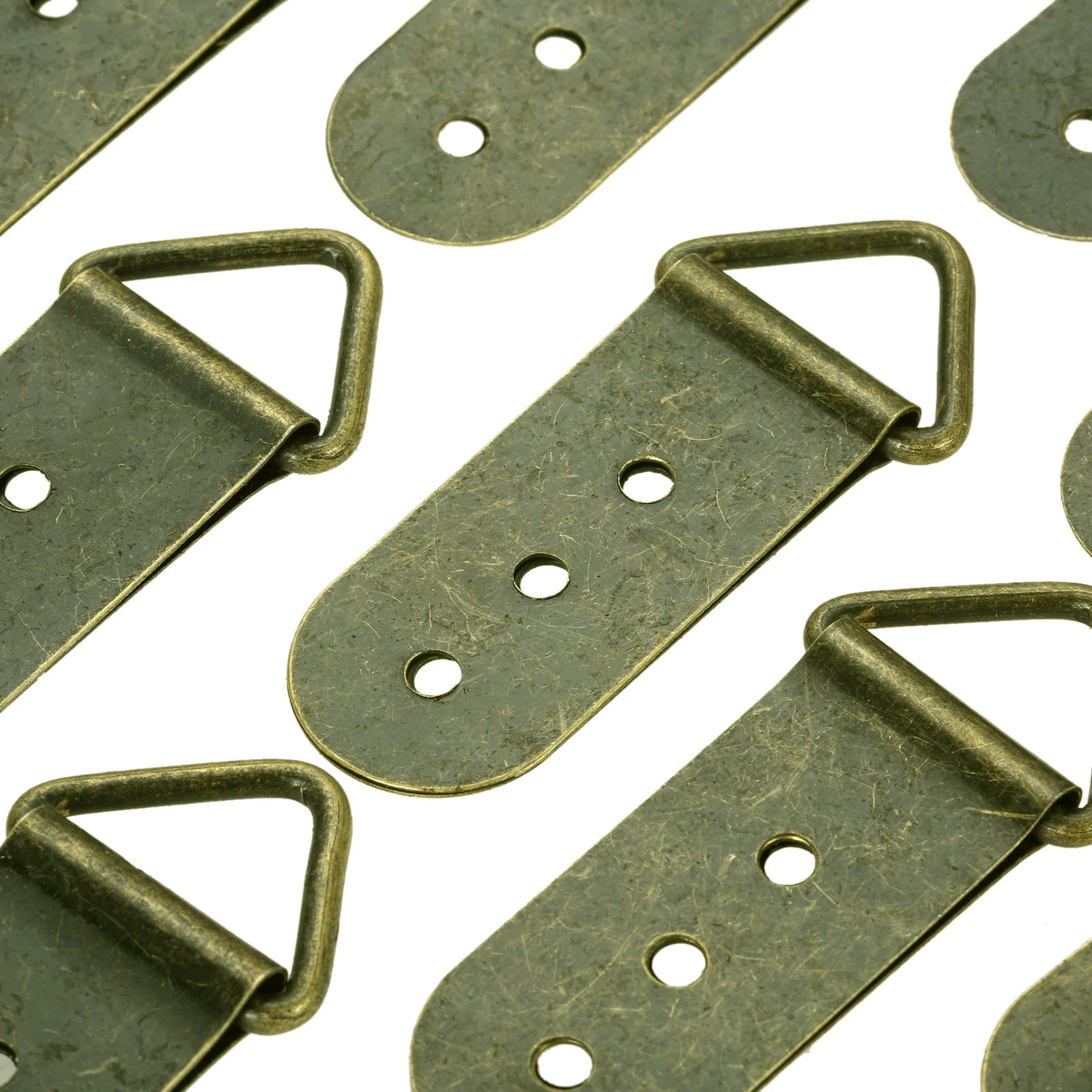 Description Picture 6 of item10Pcs 64*27mm Triangle D-Ring Mirrors Hanging Picture Oil Painting Mirror Frame Hooks Hangers With Screws Bronze 3 Holes