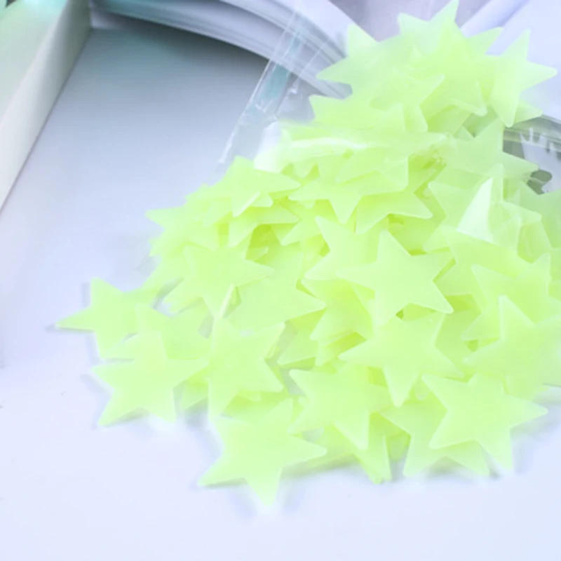 Description Picture 5 of item50pcs Pvc Stars Glow Stickers Luminous In Dark Night Fluorescent Wall Art 3D Home Decals For Kids Room Ceiling Switch Decor