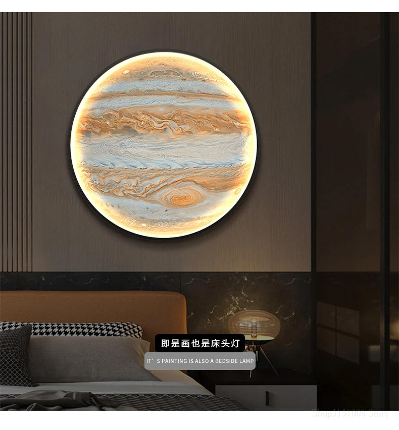Description Picture 6 of itemDecorative painting with led light Mars wall lamp Nordic Living room decor lighting Bedroom Night light Uranus Mercury Neptune