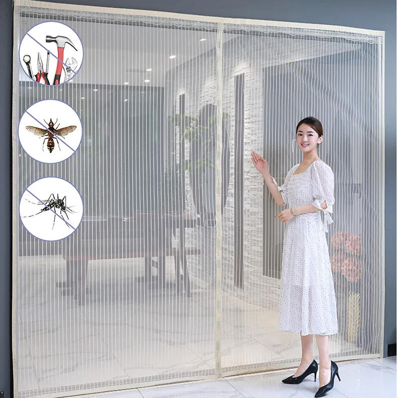 Description Picture 2 of item1 Set Summer Anti Mosquito Insect Fly Bug Curtains Net Automatic Closing Door Screen Kitchen Curtains ployester fiber Curtains
