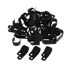 100PCS R-Type Nylon Cable Clamp Black Fasteners Cable Electrical Fittings Mounting Fix Hardware Durable Useful Wiring Hose Clamp