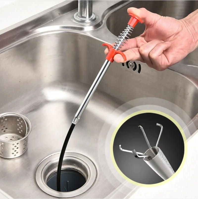 Description Picture 2 of item60cm Drain Cleaner Plumbers Snake Spring Pipe Unblocker Tool Dredge Tools Sink Sewer Toilet Cleaner Bathroom Accessories