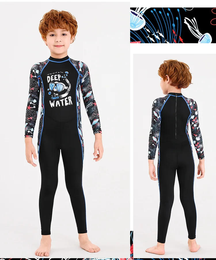 Description Picture 4 of itemKids Full Body Swimsuit Rash Guard One Piece Long Sleeve Long Leg Swimwear with UV Sun Protection UPF50+ for Surfing Snorkeling