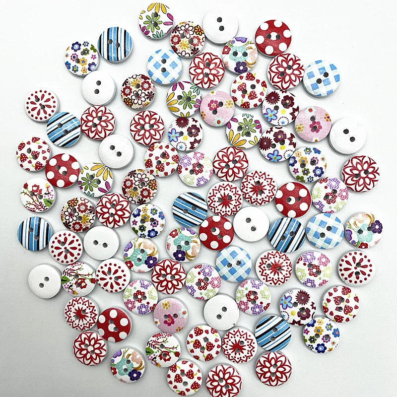 Description Picture 6 of item30pcs 15mm Round Button Monogrammed Christmas Stripe Plaid Button Love Scrapbooking for Wedding Decor Sewing Accessories