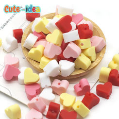 Cute-idea 10pcs Heart-shaped Silicone Beads Baby Teething Chewable Teethers DIY  Pacifier Chain Toys Accessories Baby Nurse Gift