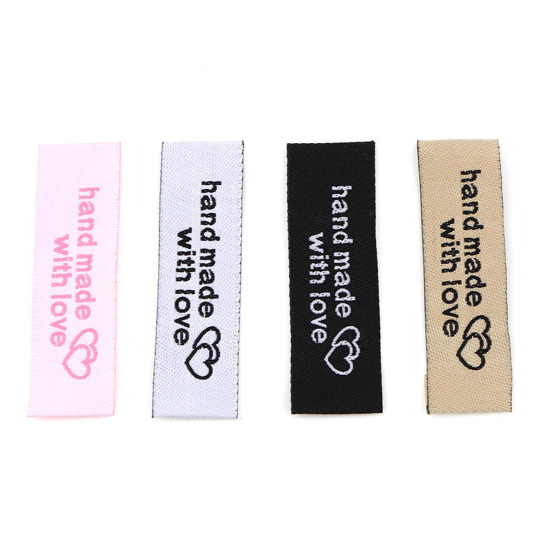 Description Picture 2 of item50PCs Handmade Embroidered Labels Tags Polyester Hand Made With Love Label For DIY Hat Bags Scarf Tag Garment Sew Accessories