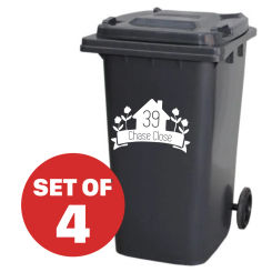 Modern 4Pcs Custom Wheelie Bin Rubbish Trash Can House Number Stickers Decal Vinyl Garage Flower Home Decor Watrerproof