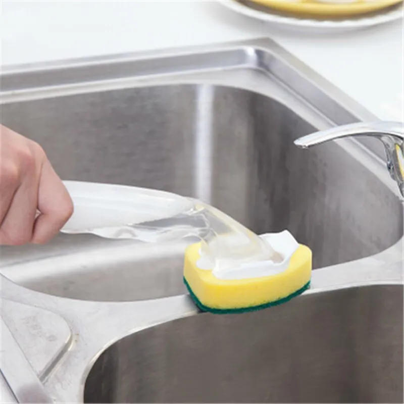 Description Picture 2 of itemDish Washing Tool Soap Dispenser Handle Refillable Bowls Pans Cups Cleaning Sponge Brush for Kitchen Clean Tools