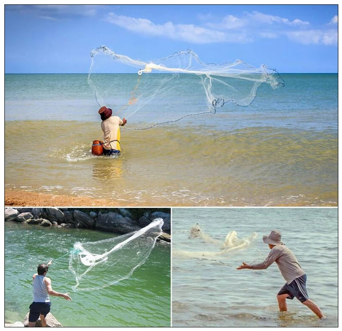 Description Picture 5 of itemFinefish Super Small Mesh Cast Net Fishing Network USA Hand Cast Net Outdoor Throw Catch Fishing Net Tool Gill net