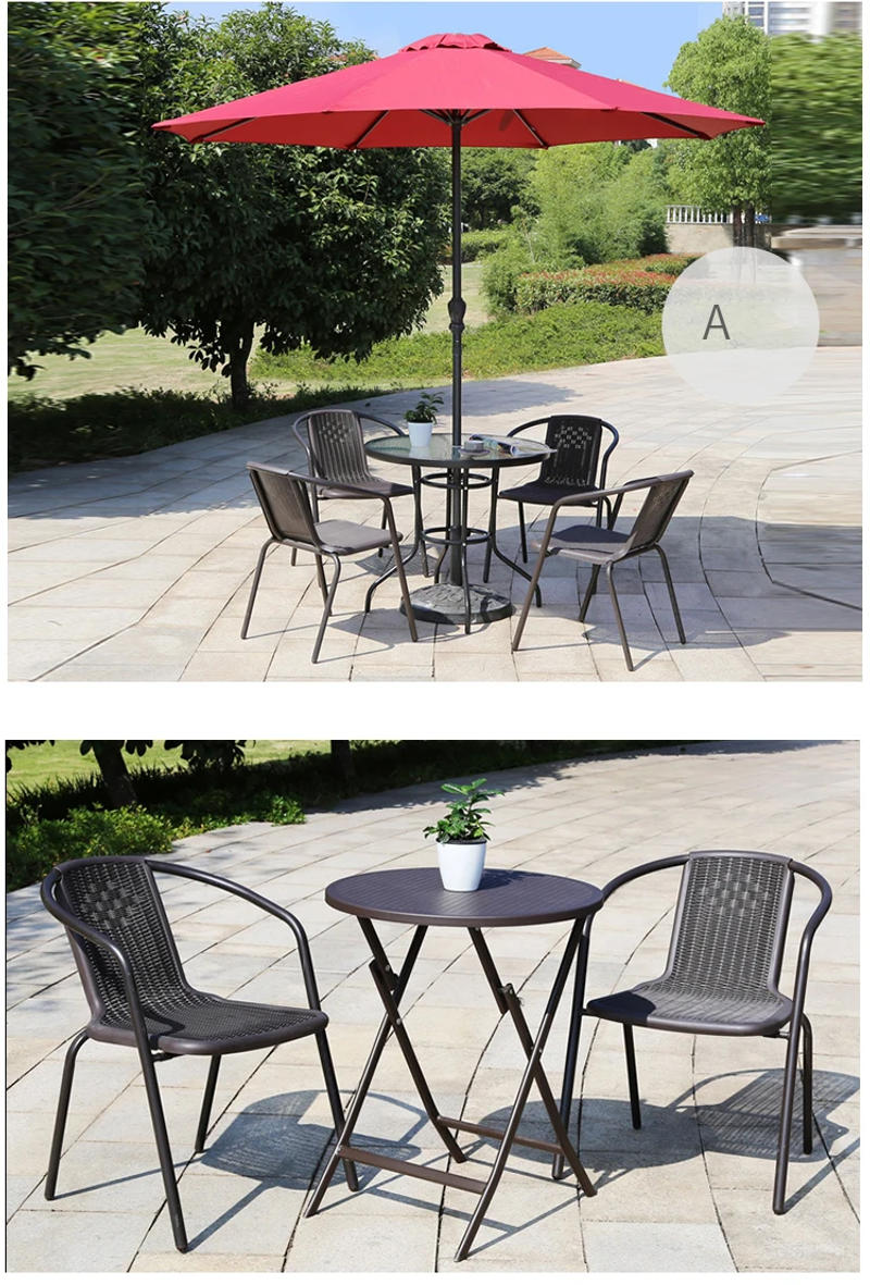 Description Picture 5 of itemLight Modern Glass Tables And Wicker Chairs Wrought Iron Leisure Patio Simple Nordic Minimalist Garden Furniture Set For Terrace
