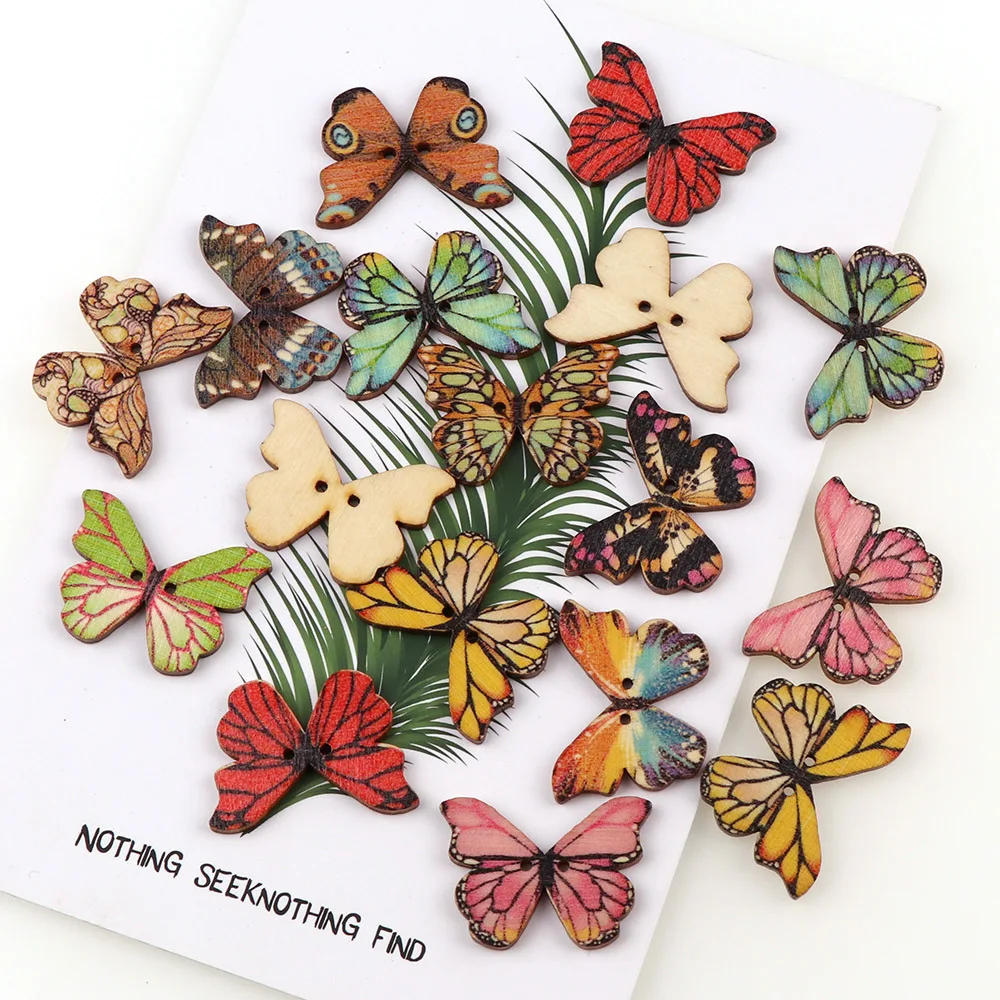 Description Picture 5 of item50pcs Butterfly Wooden Button Mix Color Christmas DIY Button Fit Sewing Buttons Crafts Scrapbooking Craft Accessories