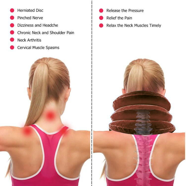 Description Picture 3 of itemU Shape Neck Pillow Air Inflatable Pillow Cervical Neck Head Pain Traction Support Soft Brace Home Camping Travel Accessories