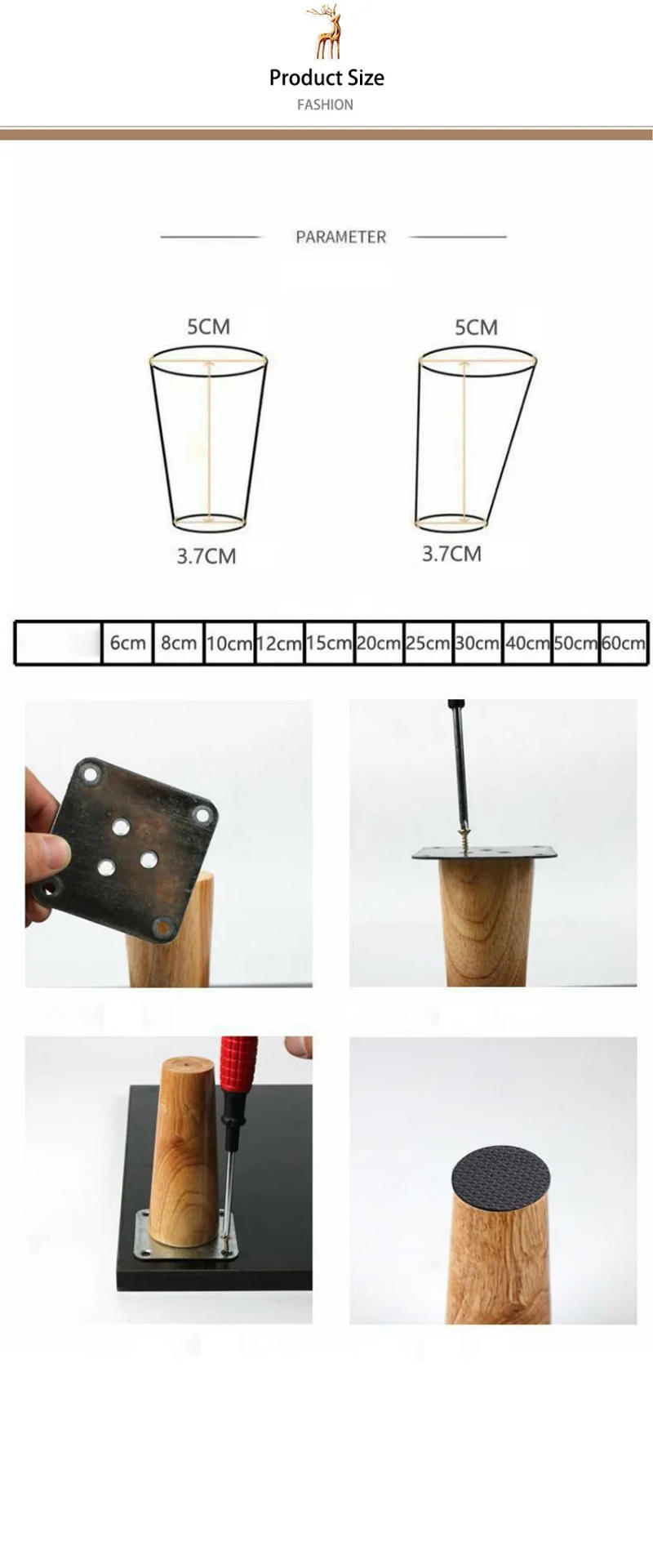 Description Picture 6 of item4pcs Solid Wood Furniture Leg Table Feets Wooden Cabinet Fashion Hardware Replacement For Sofa Bed