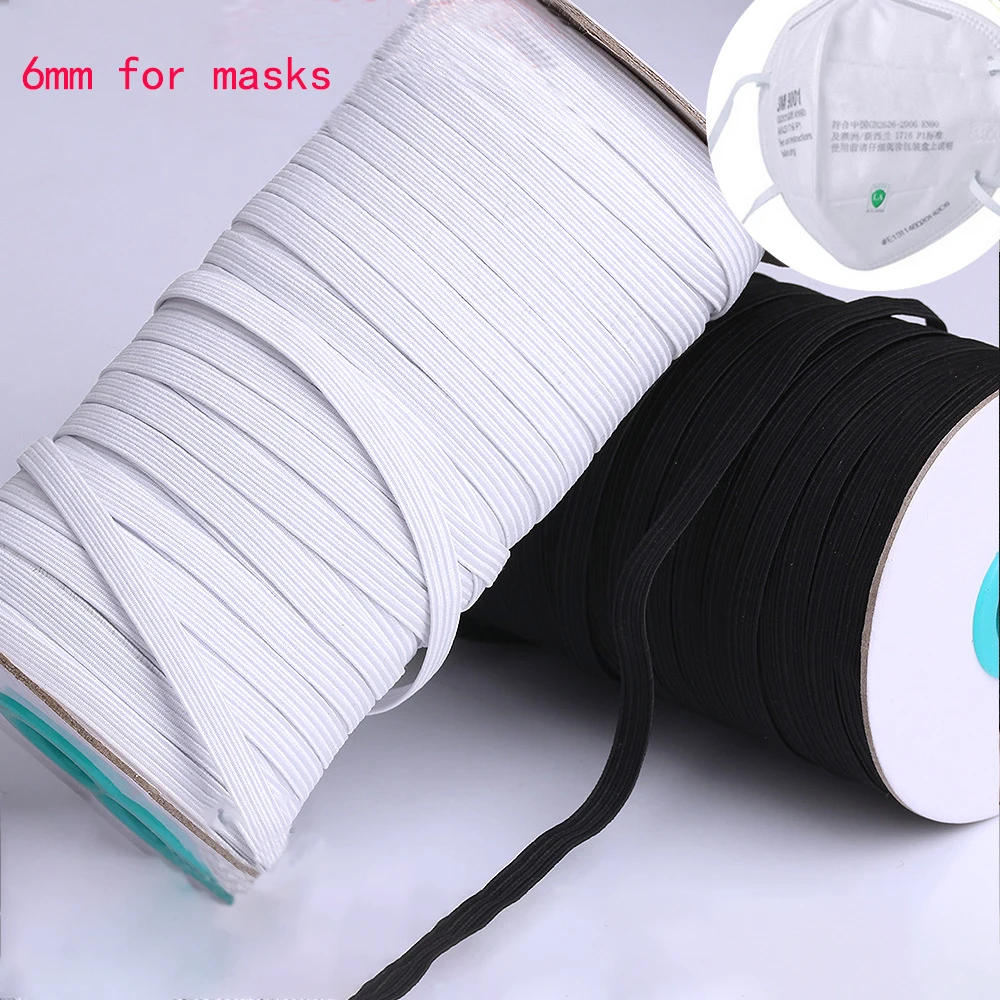 Description Picture 2 of item3/5/6/8//10/12/14mm Elastic Band White Black High Elastic Flat Rubber Band Waist Band Stretch Rope for DIY Craft Clothing Sewing