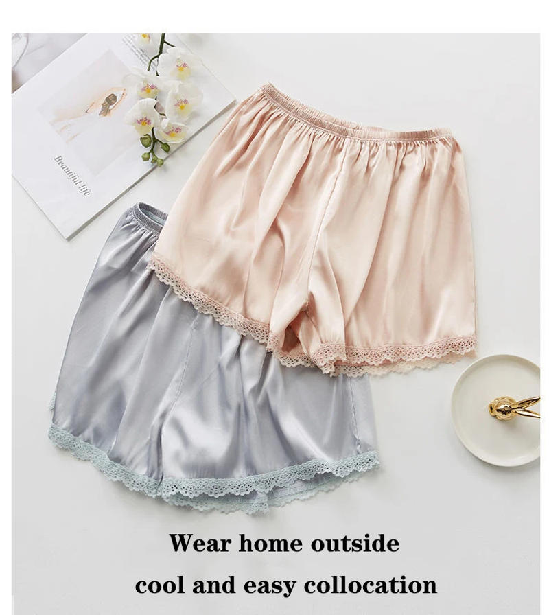 Description Picture 3 of itemWomen Summer Lace Satin Ice Silk Loose Homewear Under Skirt Pajamas Shorts Safety Short Pant Thin Cool Comfortable Sleep Botttom