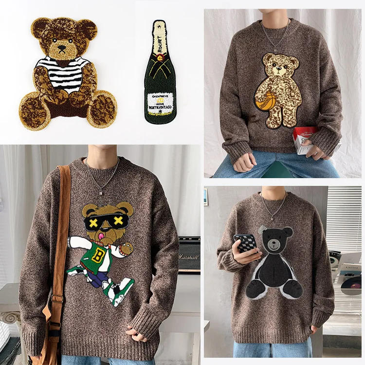 Description Picture 2 of itemLarge Embroidery Big Bear Patch Animal Cartoon Patches for Bag Cats Badges Chenille Dogs Appliques FD-3093