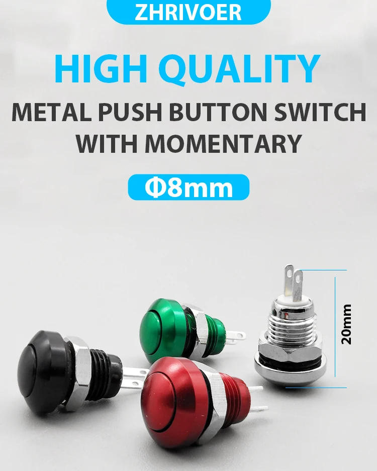 Description Picture 2 of item1pc 8mm Momentary Metal Horn Doorbell Bell Push Button Switch Waterproof Car Auto Engine PC Power Start Starter